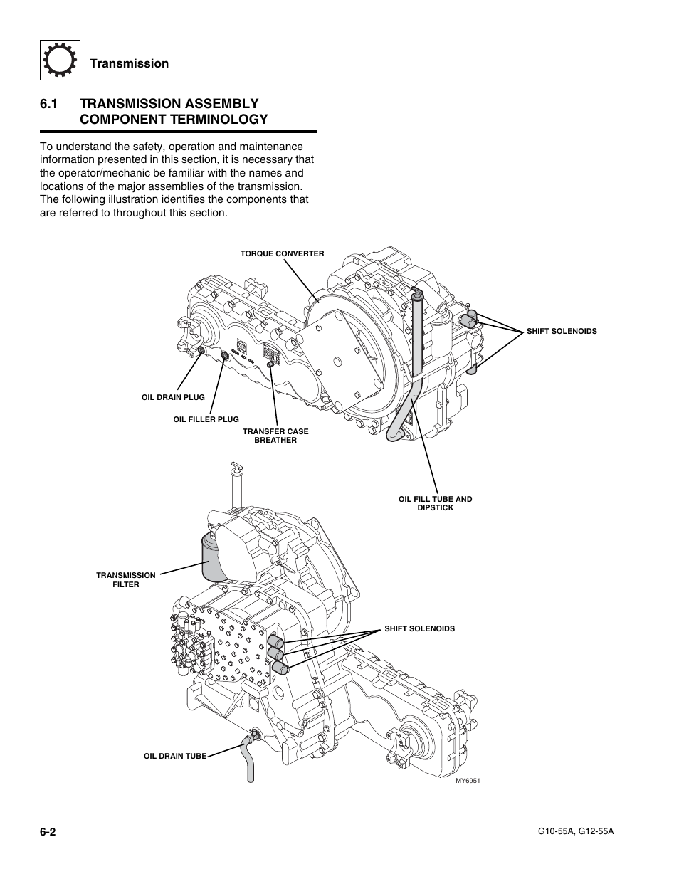 1 transmission assembly component terminology, Transmission assembly component terminology, Transmission | JLG G12-55A Service Manual User Manual | Page 94 / 176