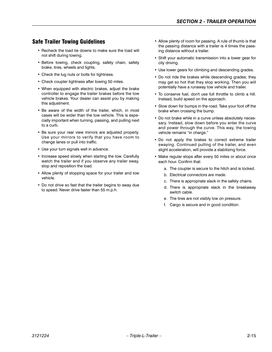 Safe trailer towing guidelines | JLG Triple-L Operator Manual User Manual | Page 33 / 70