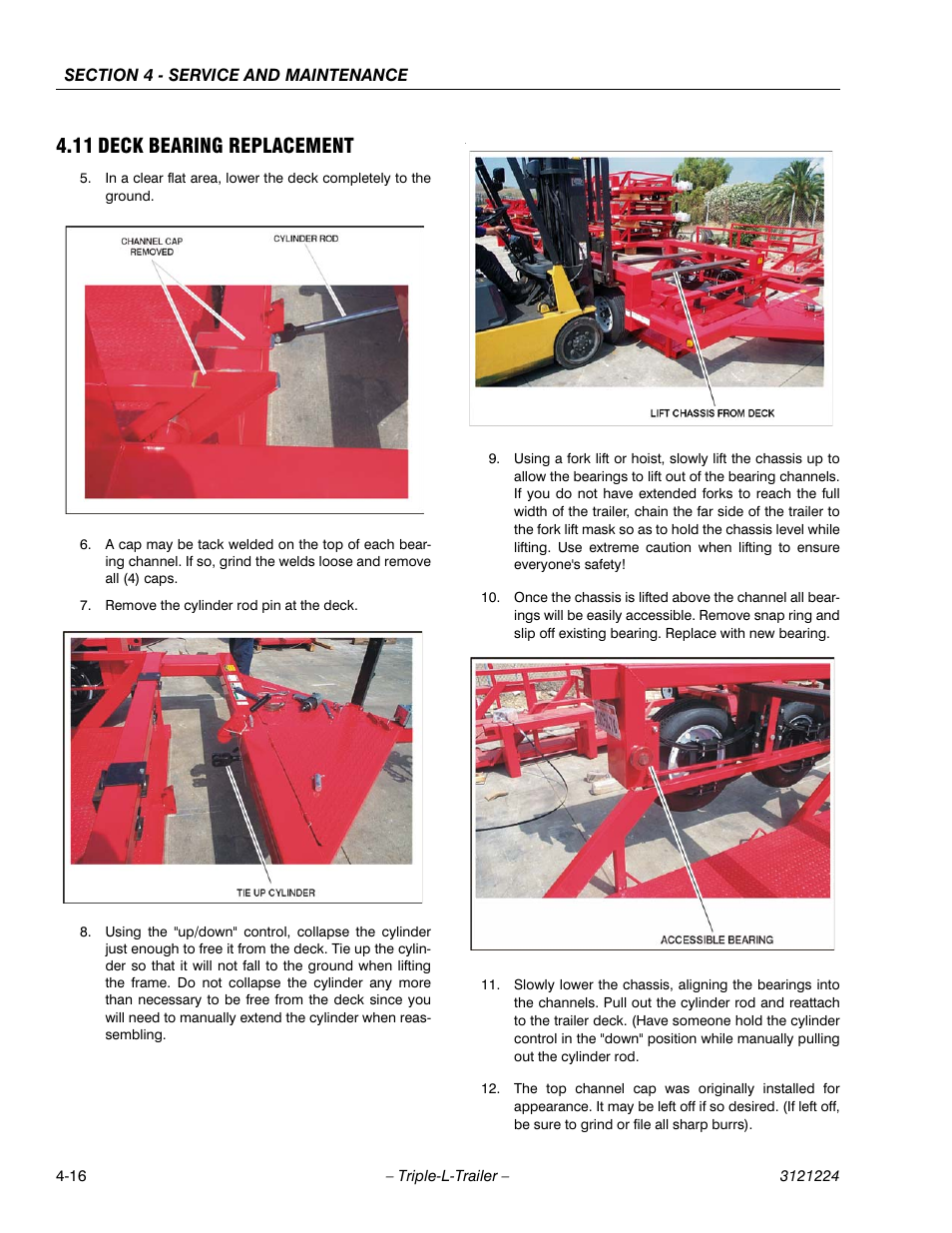 11 deck bearing replacement, Deck bearing replacement -16 | JLG Triple-L Operator Manual User Manual | Page 56 / 70