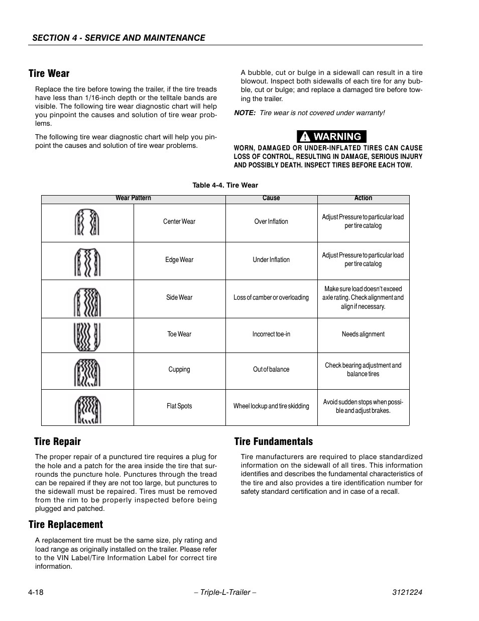 Tire wear, Tire repair, Tire replacement | Tire fundamentals, Tire wear -18 | JLG Triple-L Operator Manual User Manual | Page 58 / 70