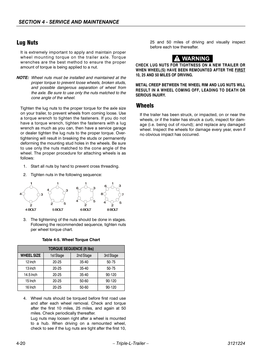 Lug nuts, Wheels | JLG Triple-L Operator Manual User Manual | Page 60 / 70