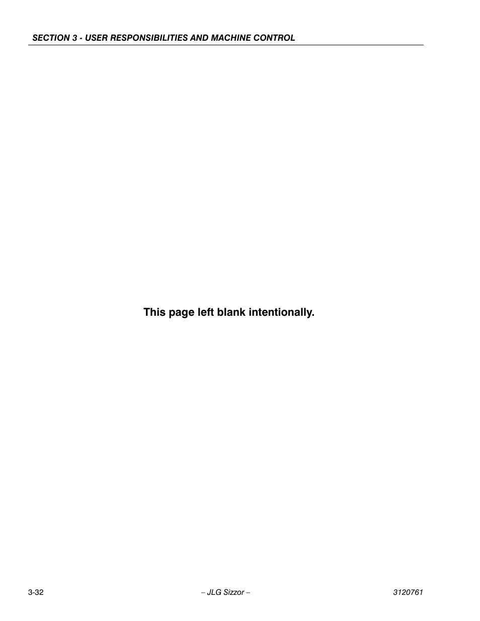 This page left blank intentionally | JLG 2658E3 ANSI Operator Manual User Manual | Page 52 / 66