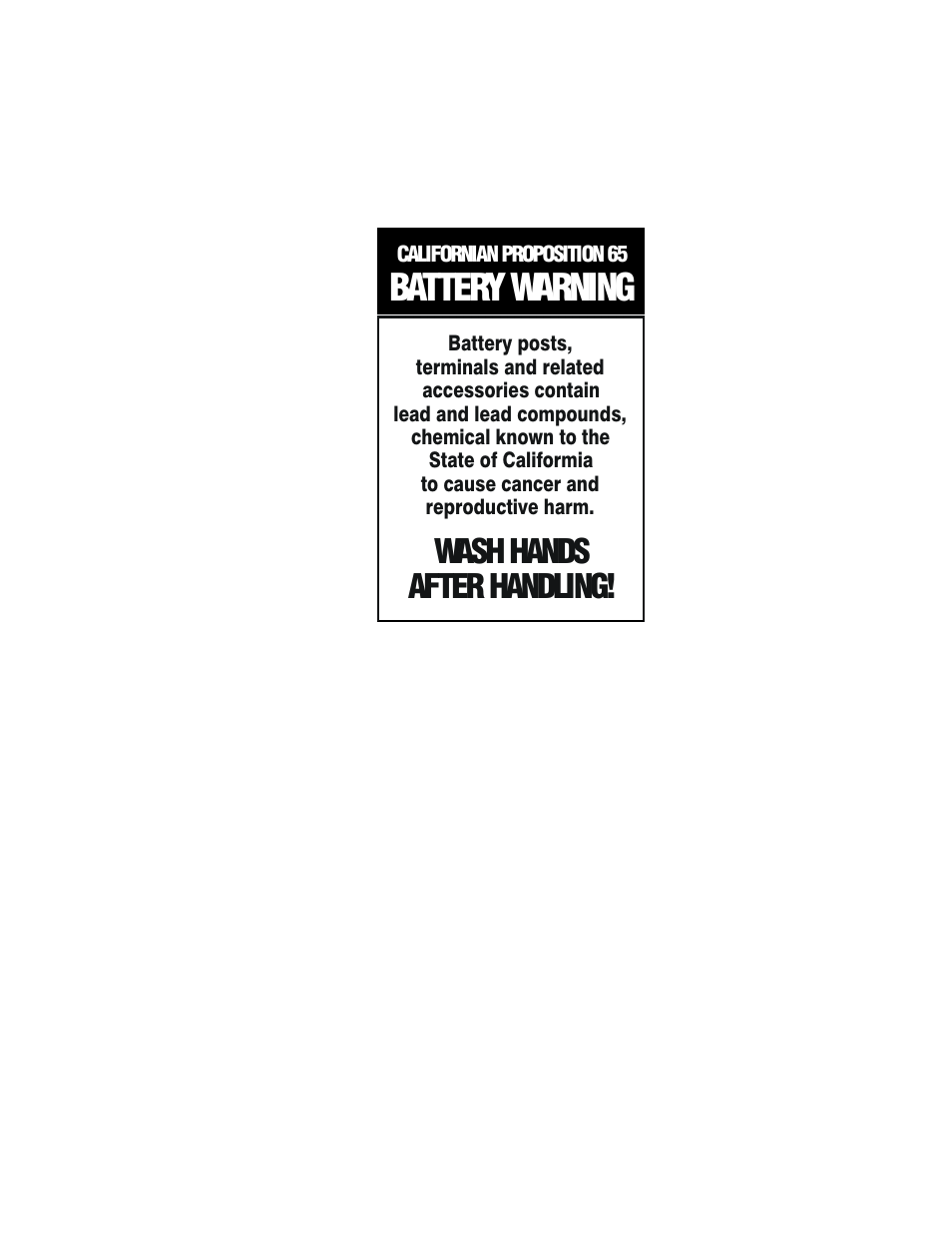 Battery warning, Wash hands after handling | JLG 2658E3 ANSI Operator Manual User Manual | Page 65 / 66
