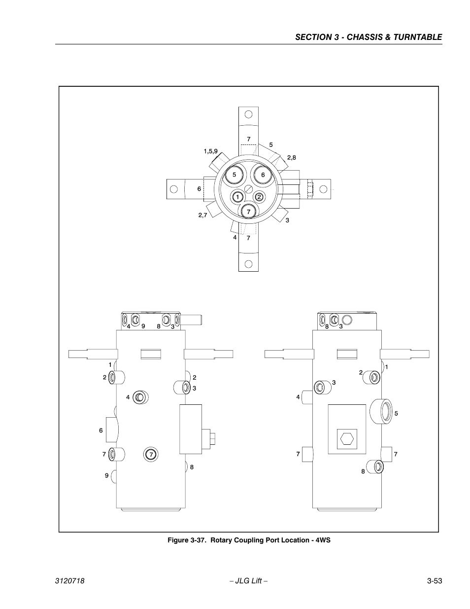 Rotary coupling port location - 4ws -53 | JLG 660SJ ANSI Service Manual User Manual | Page 107 / 322