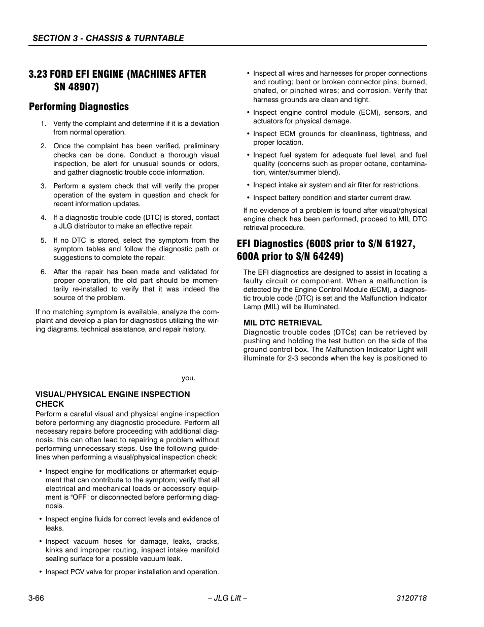 23 ford efi engine (machines after sn 48907), Performing diagnostics, Ford efi engine (machines after sn 48907) -66 | JLG 660SJ ANSI Service Manual User Manual | Page 120 / 322