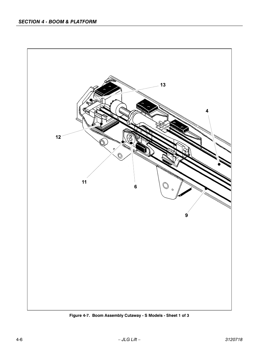 Boom assembly cutaway - s models - sheet 1 of 3 -6 | JLG 660SJ ANSI Service Manual User Manual | Page 142 / 322