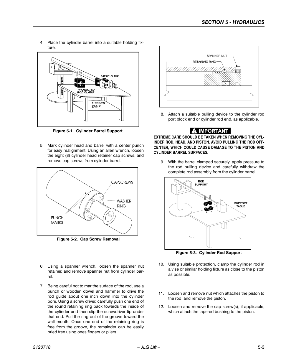 Cylinder barrel support -3, Cap screw removal -3, Cylinder rod support -3 | JLG 660SJ ANSI Service Manual User Manual | Page 169 / 322