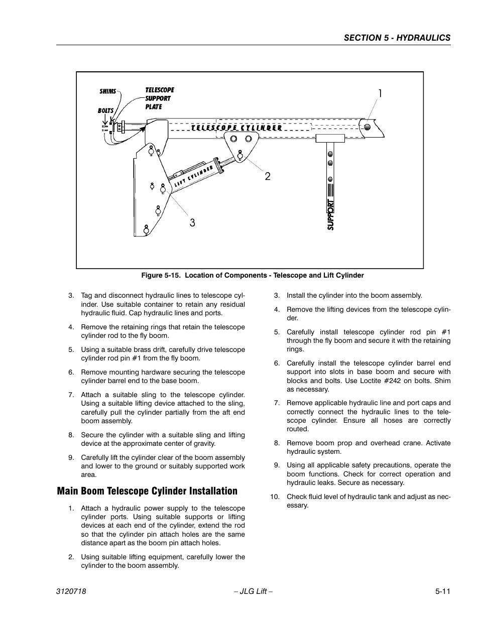 Main boom telescope cylinder installation, Main boom telescope cylinder installation -11 | JLG 660SJ ANSI Service Manual User Manual | Page 177 / 322