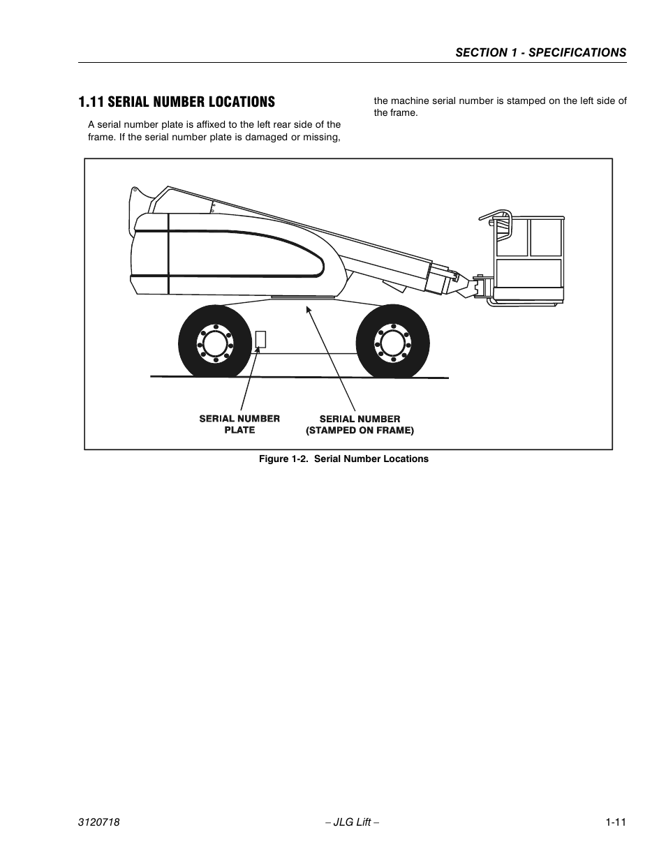 11 serial number locations, Serial number locations -11 | JLG 660SJ ANSI Service Manual User Manual | Page 29 / 322