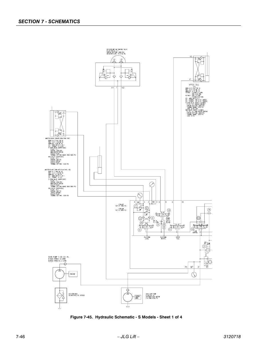 Hydraulic schematic - s models - sheet 1 of 4 -46 | JLG 660SJ ANSI Service Manual User Manual | Page 306 / 322