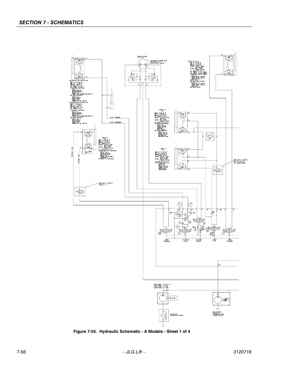 Hydraulic schematic - a models - sheet 1 of 4 -56 | JLG 660SJ ANSI Service Manual User Manual | Page 316 / 322