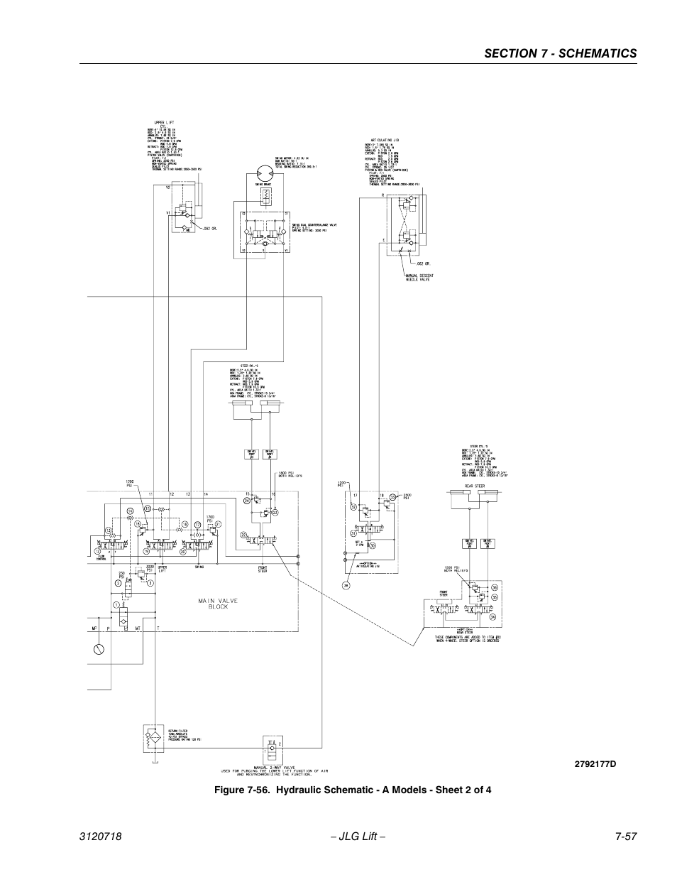 Hydraulic schematic - a models - sheet 2 of 4 -57 | JLG 660SJ ANSI Service Manual User Manual | Page 317 / 322