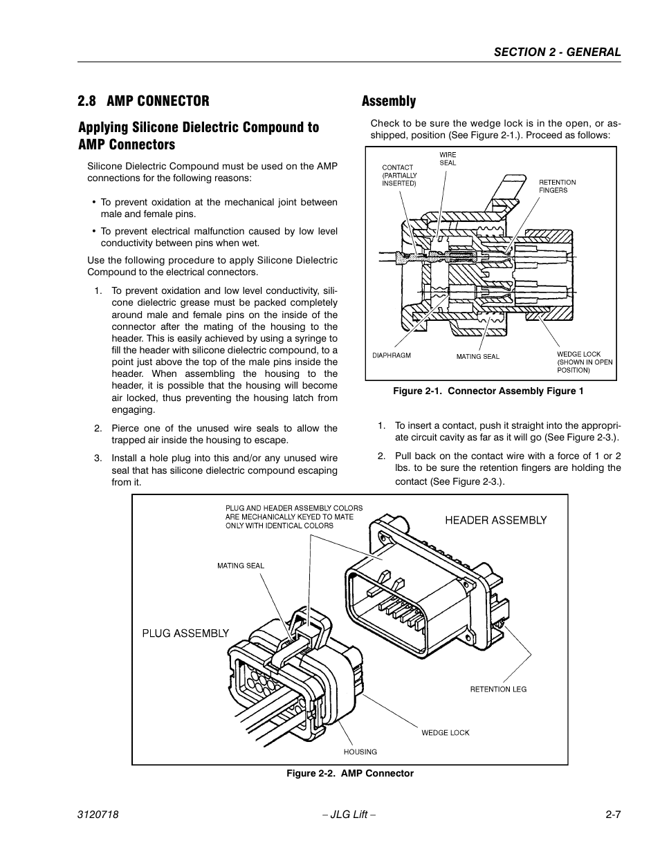 8 amp connector, Assembly, Amp connector -7 | Connector assembly figure 1 -7 | JLG 660SJ ANSI Service Manual User Manual | Page 43 / 322