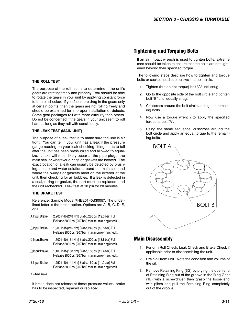 Tightening and torquing bolts, Main disassembly | JLG 660SJ ANSI Service Manual User Manual | Page 65 / 322