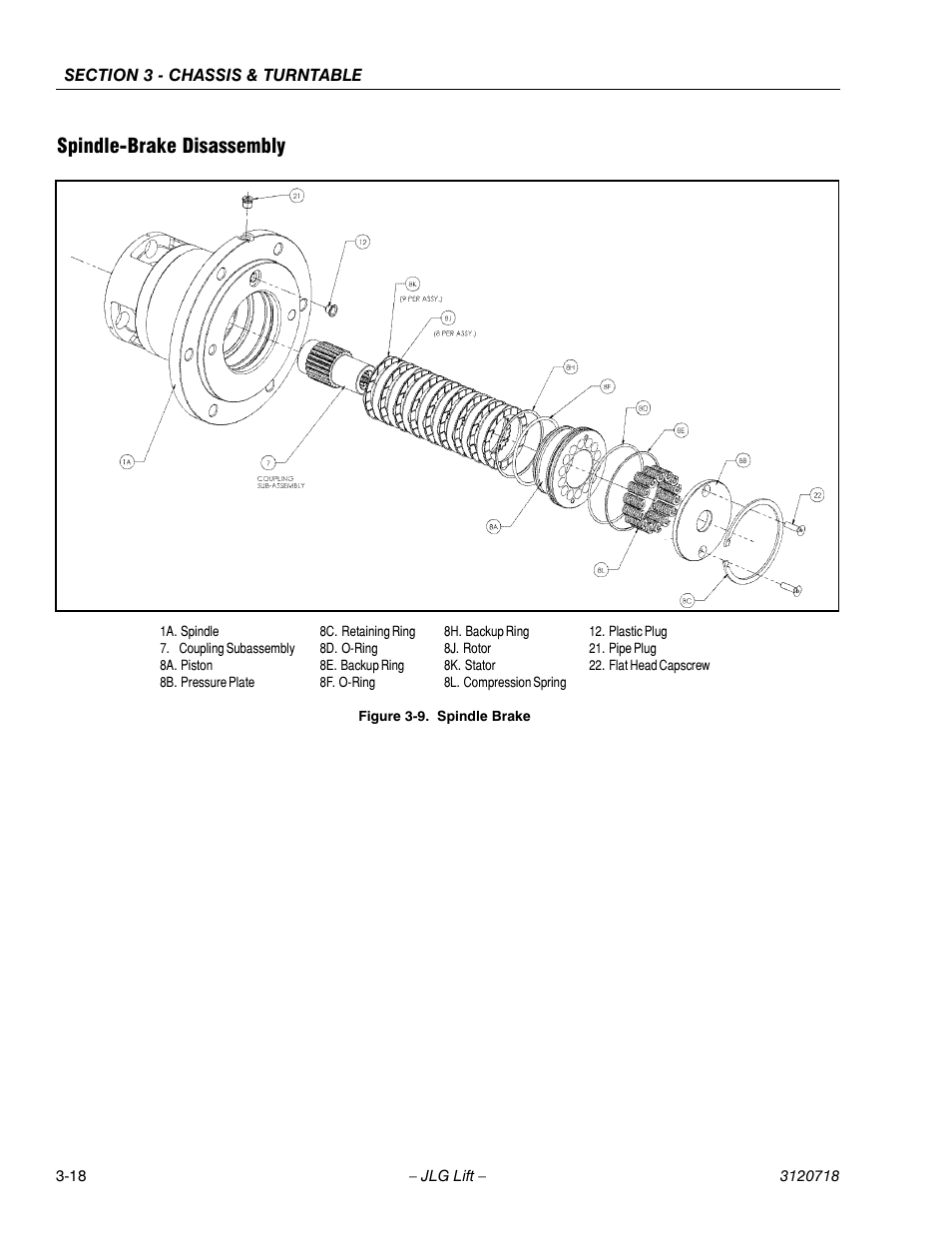 Spindle-brake disassembly, Spindle-brake disassembly -18, Spindle brake -18 | JLG 660SJ ANSI Service Manual User Manual | Page 72 / 322