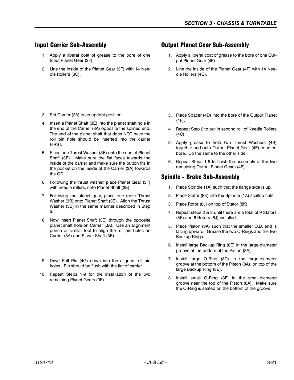 Input carrier sub-assembly, Output planet gear sub-assembly, Spindle - brake sub-assembly | JLG 660SJ ANSI Service Manual User Manual | Page 75 / 322
