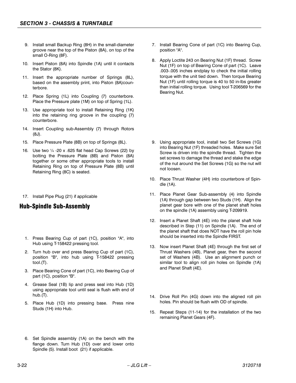 Hub-spindle sub-assembly, Hub-spindle sub-assembly -22 | JLG 660SJ ANSI Service Manual User Manual | Page 76 / 322