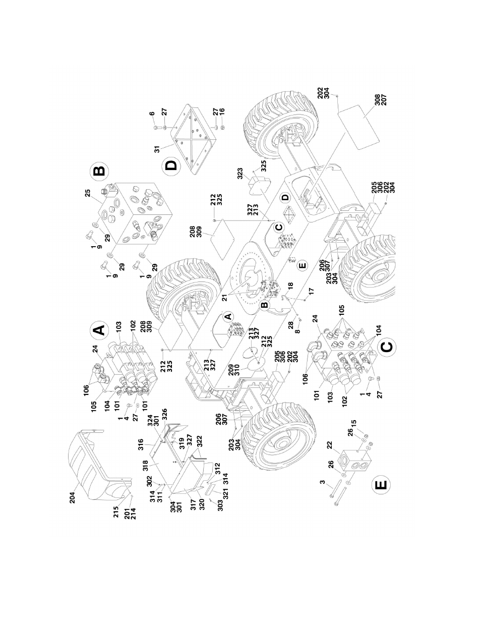 Figure 1-7. frame valves and covers installation | JLG 1500SJ Parts Manual User Manual | Page 26 / 344