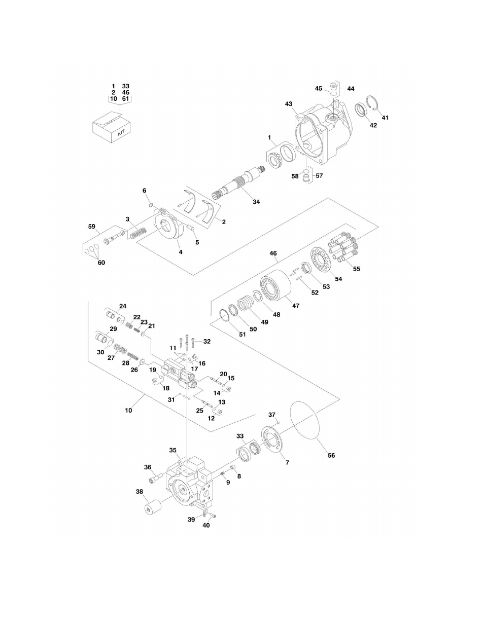 Figure 2-11. pump assembly (sauer piston) | JLG 1500SJ Parts Manual User Manual | Page 94 / 344