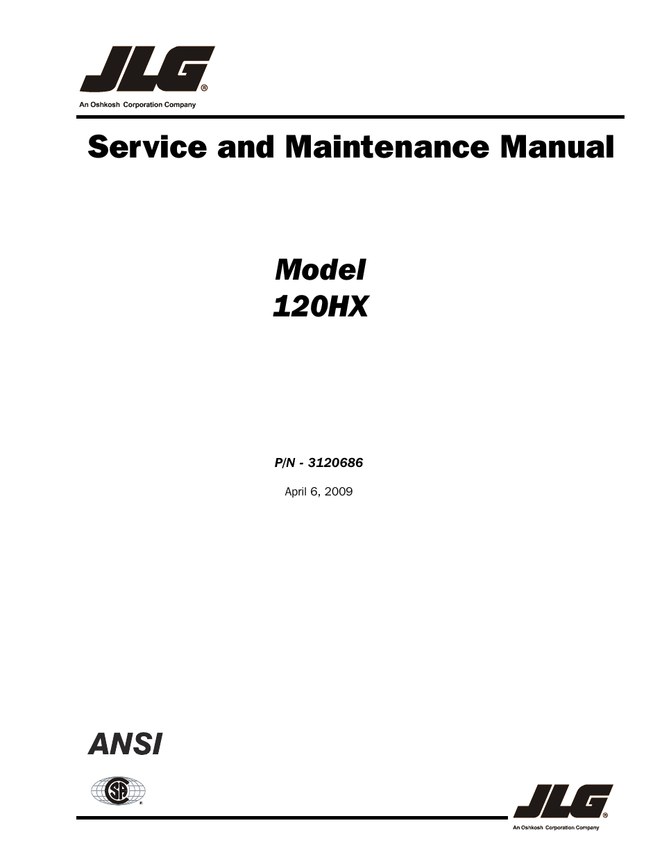 JLG 120HX ANSI Service Manual User Manual | 114 pages