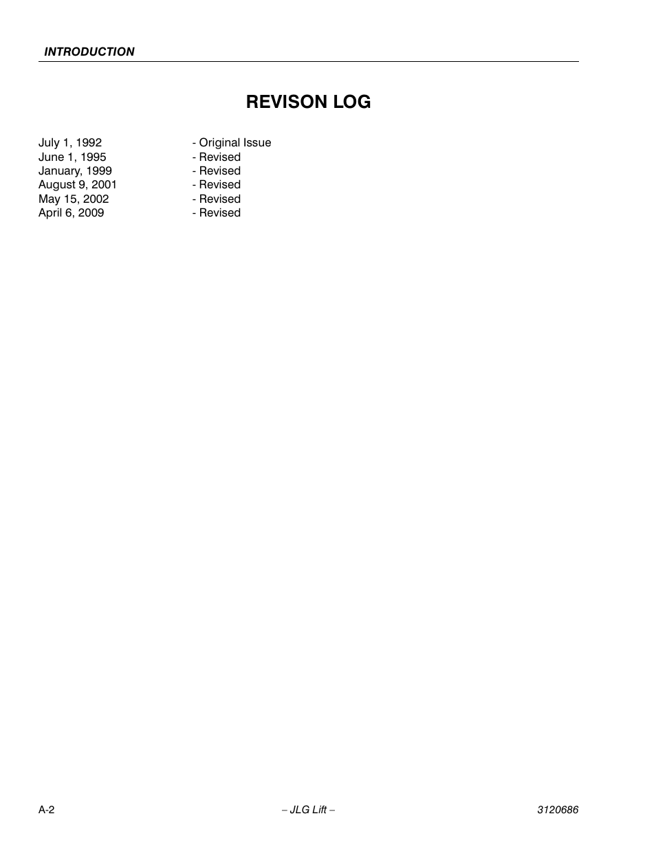 Revison log | JLG 120HX ANSI Service Manual User Manual | Page 4 / 114