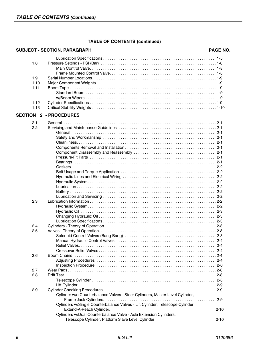 JLG 120HX ANSI Service Manual User Manual | Page 6 / 114