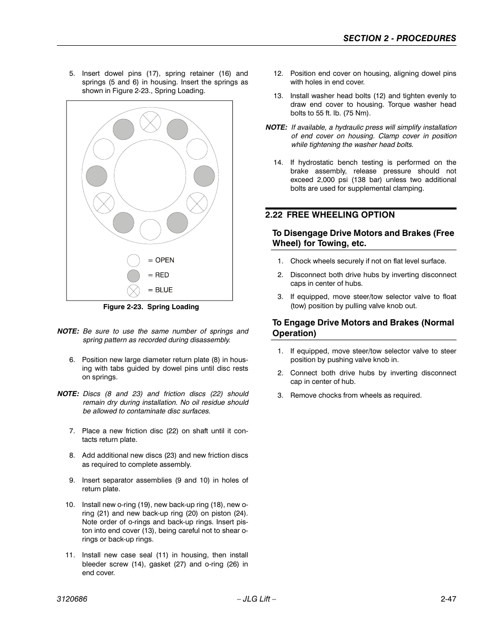 22 free wheeling option, Free wheeling option -47 | JLG 120HX ANSI Service Manual User Manual | Page 67 / 114