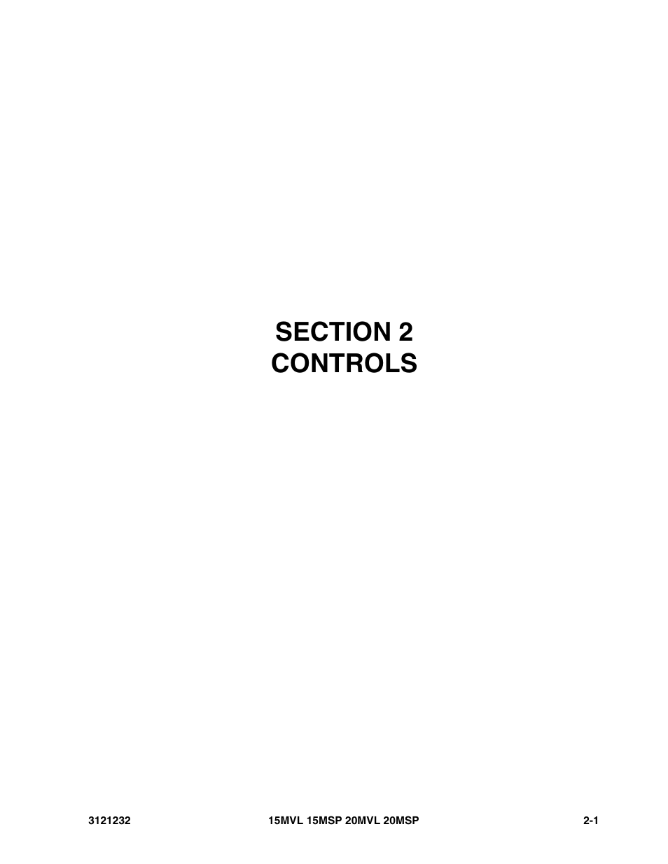 Section 2 controls, Section 2 - controls -1 | JLG 15/20MSP Parts Manual User Manual | Page 27 / 140
