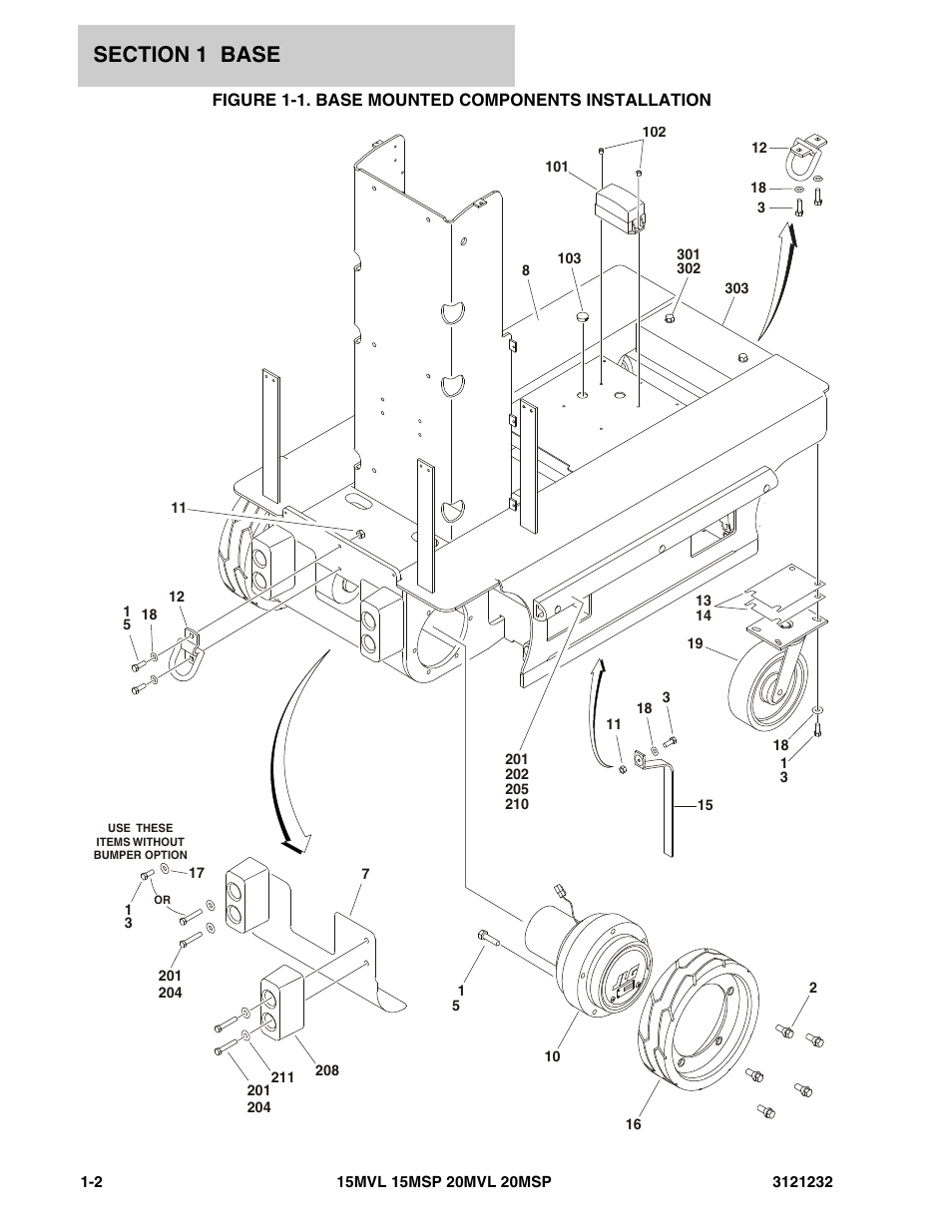 Figure 1-1. base mounted components installation | JLG 15/20MSP Parts Manual User Manual | Page 8 / 140