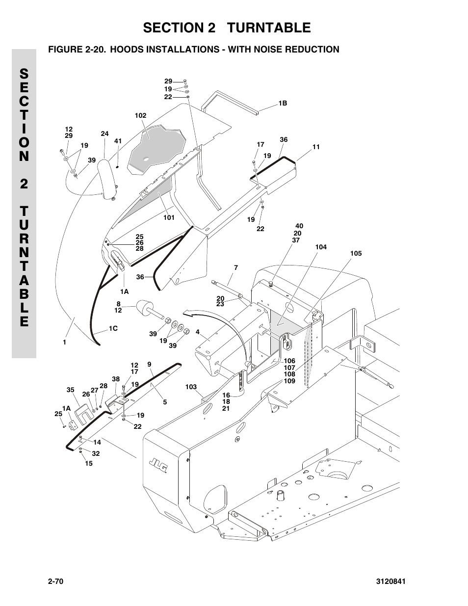 Hoods installations - with noise reduction -70 | JLG 600A_AJ Parts Manual User Manual | Page 106 / 312