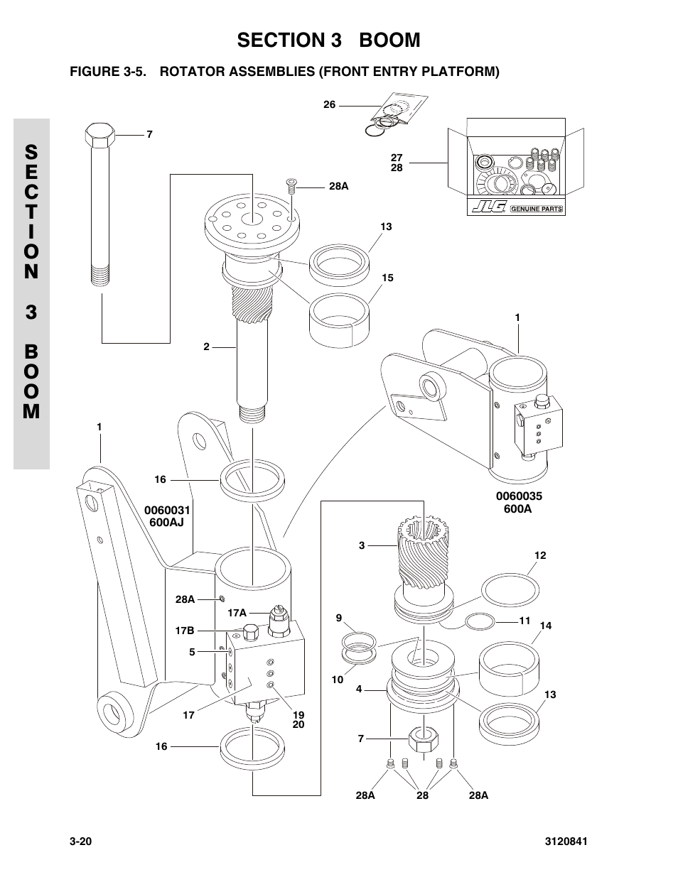 Rotator assemblies (front entry platform) -20 | JLG 600A_AJ Parts Manual User Manual | Page 130 / 312