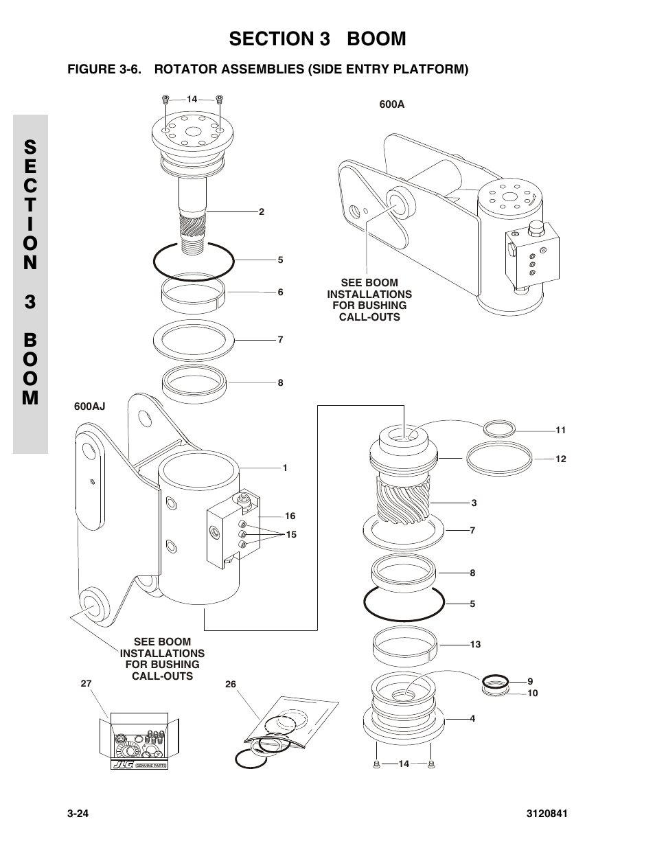 Rotator assemblies (side entry platform) -24 | JLG 600A_AJ Parts Manual User Manual | Page 134 / 312