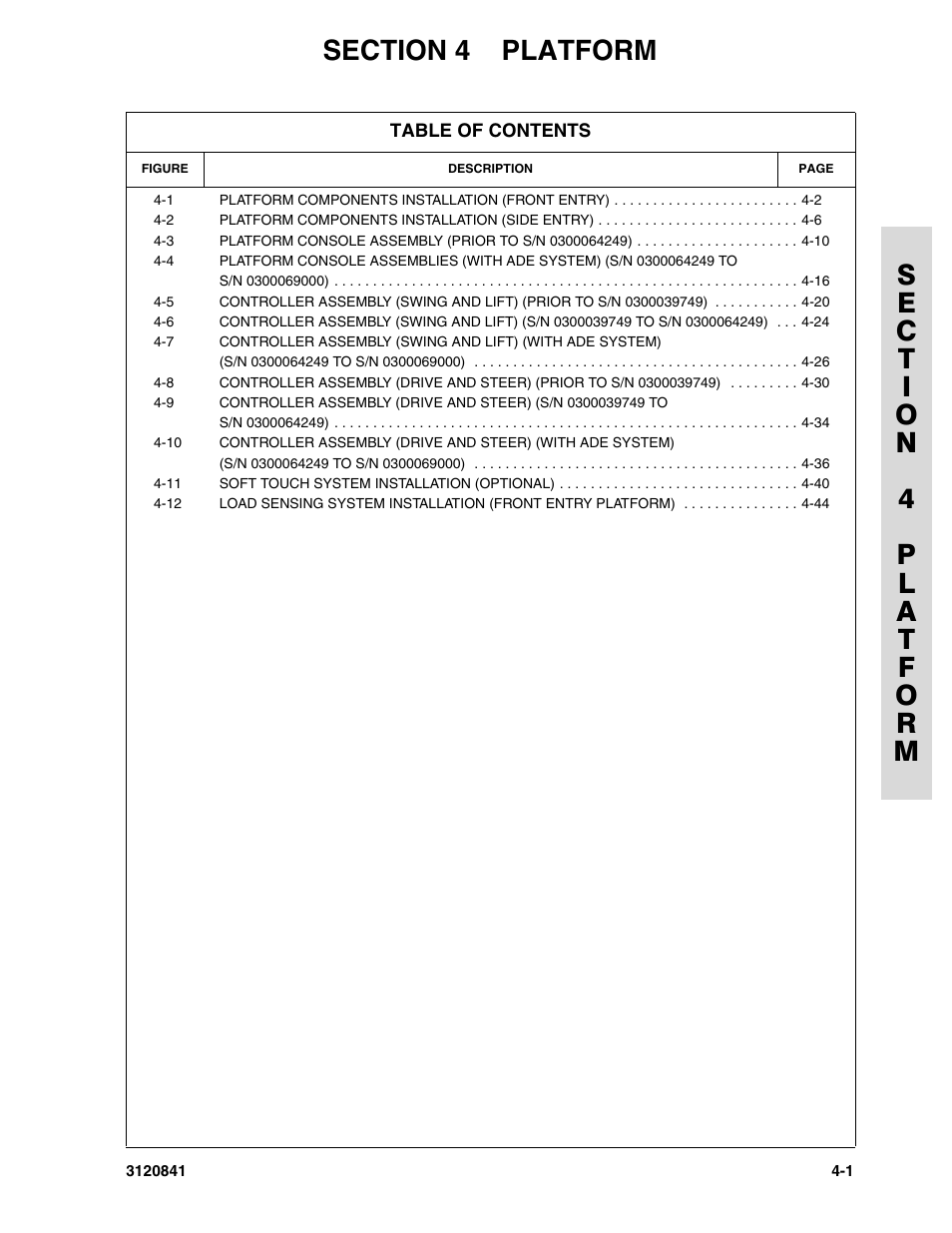 Section 4 platform, Section 4 - platform -1 | JLG 600A_AJ Parts Manual User Manual | Page 143 / 312