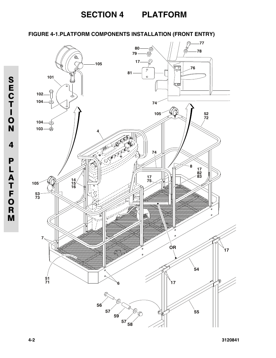 Platform components installation (front entry) -2 | JLG 600A_AJ Parts Manual User Manual | Page 144 / 312
