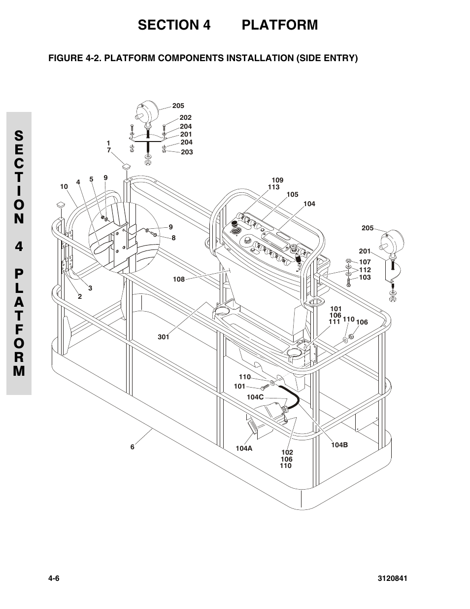 Platform components installation (side entry) -6 | JLG 600A_AJ Parts Manual User Manual | Page 148 / 312