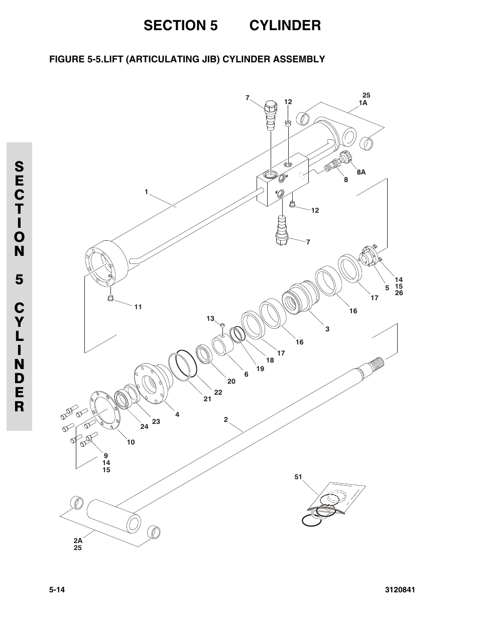 Lift (articulating jib) cylinder assembly -14 | JLG 600A_AJ Parts Manual User Manual | Page 202 / 312