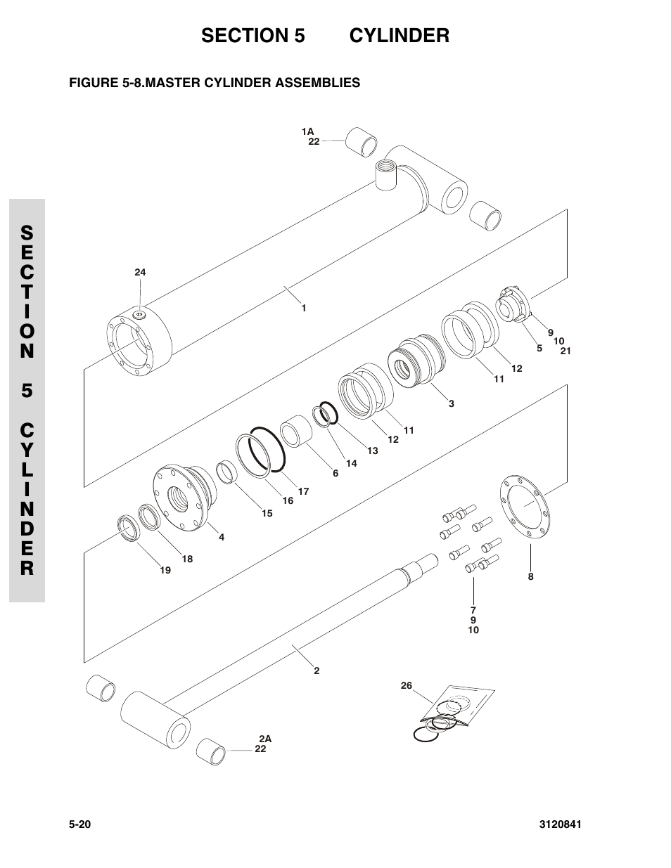 Figure 5-8. master cylinder assemblies, Master cylinder assemblies -20 | JLG 600A_AJ Parts Manual User Manual | Page 208 / 312