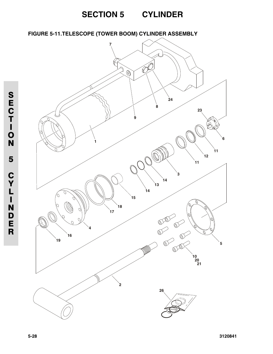 Telescope (tower boom) cylinder assembly -28 | JLG 600A_AJ Parts Manual User Manual | Page 216 / 312