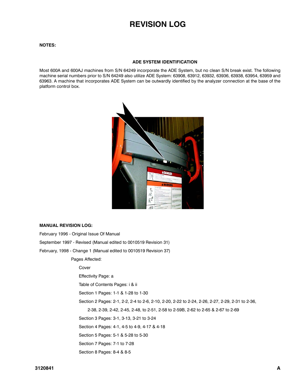 Revision log | JLG 600A_AJ Parts Manual User Manual | Page 3 / 312