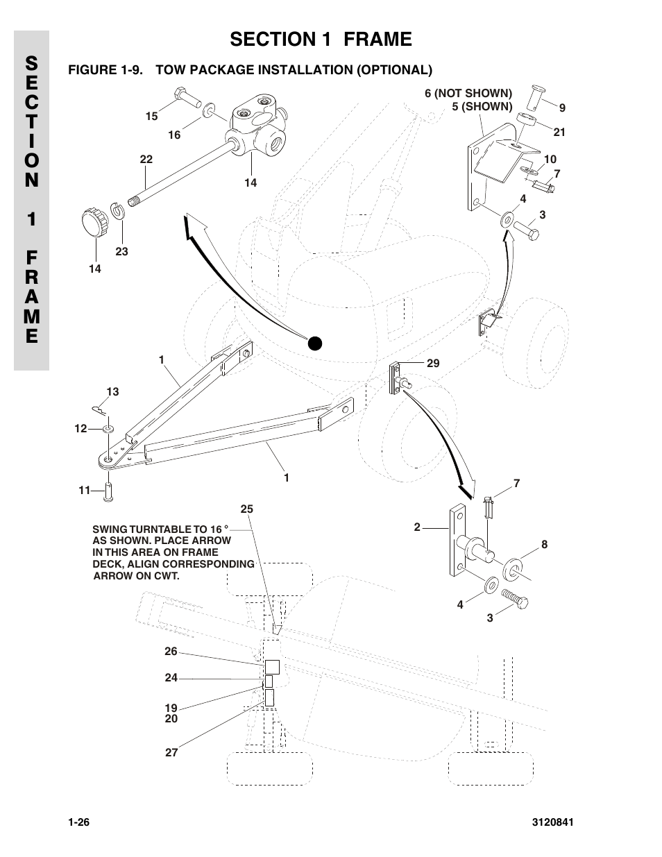 Figure 1-9. tow package installation (optional), Tow package installation (optional) -26 | JLG 600A_AJ Parts Manual User Manual | Page 34 / 312