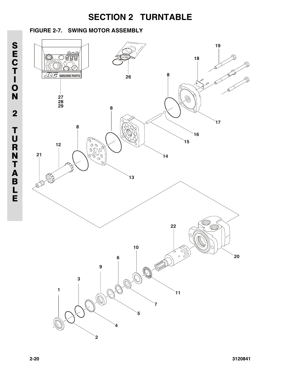 Figure 2-7. swing motor assembly, Swing motor assembly -20 | JLG 600A_AJ Parts Manual User Manual | Page 56 / 312