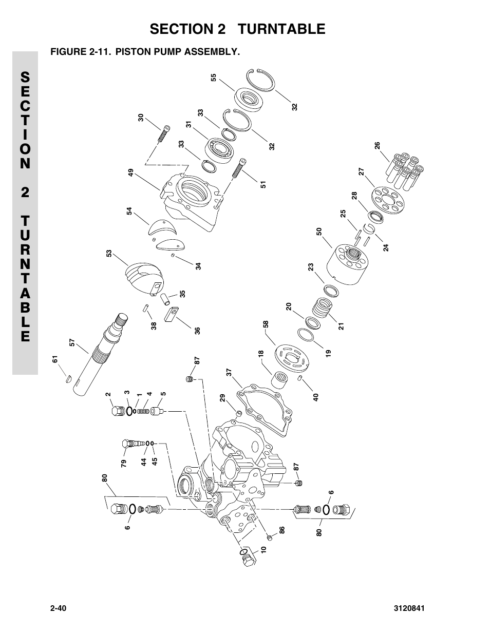 Figure 2-11. piston pump assembly, Piston pump assembly -40 | JLG 600A_AJ Parts Manual User Manual | Page 76 / 312