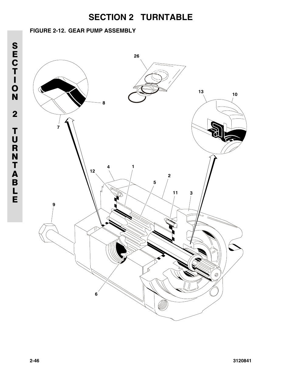 Figure 2-12. gear pump assembly, Gear pump assembly -46 | JLG 600A_AJ Parts Manual User Manual | Page 82 / 312