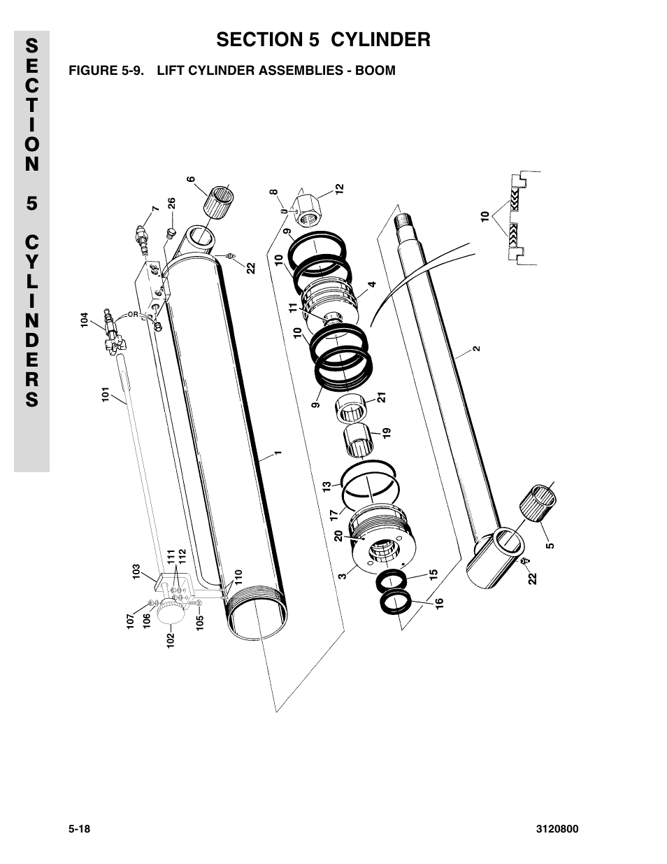 Figure 5-9. lift cylinder assemblies - boom | JLG 80HX_HX+6 Parts Manual User Manual | Page 262 / 380