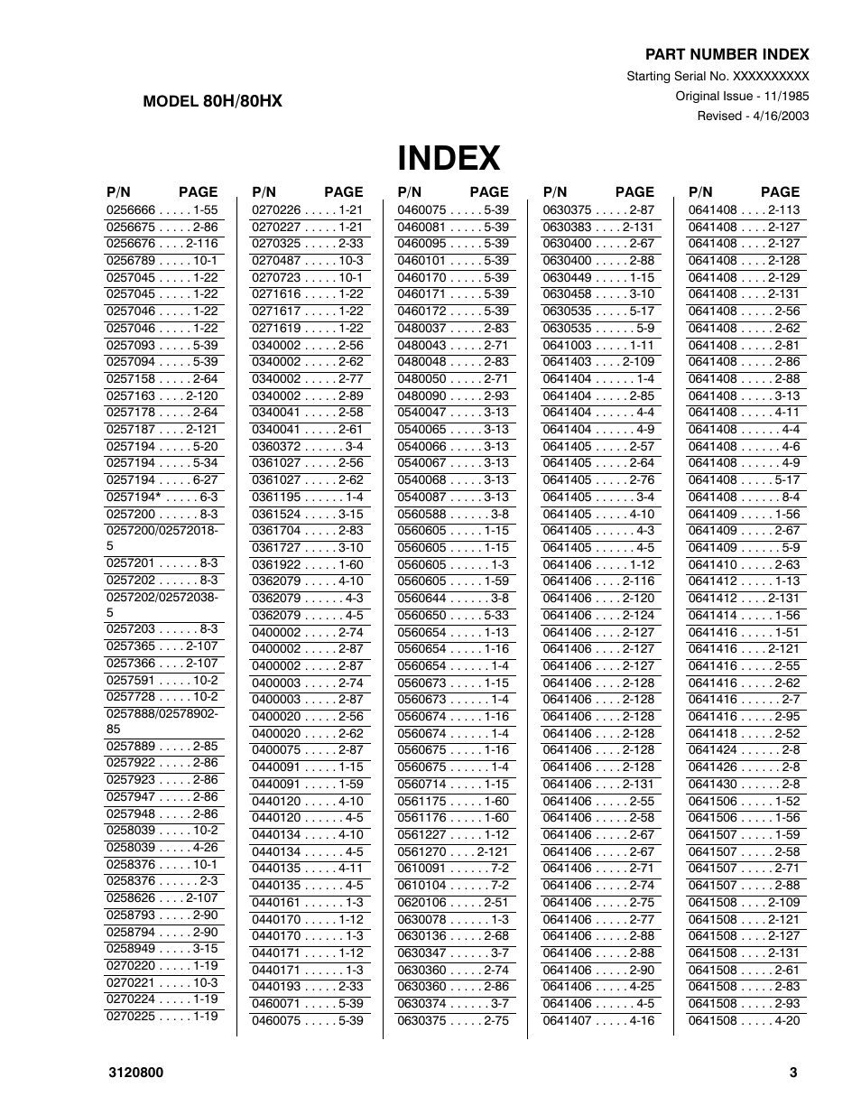 Index | JLG 80HX_HX+6 Parts Manual User Manual | Page 357 / 380