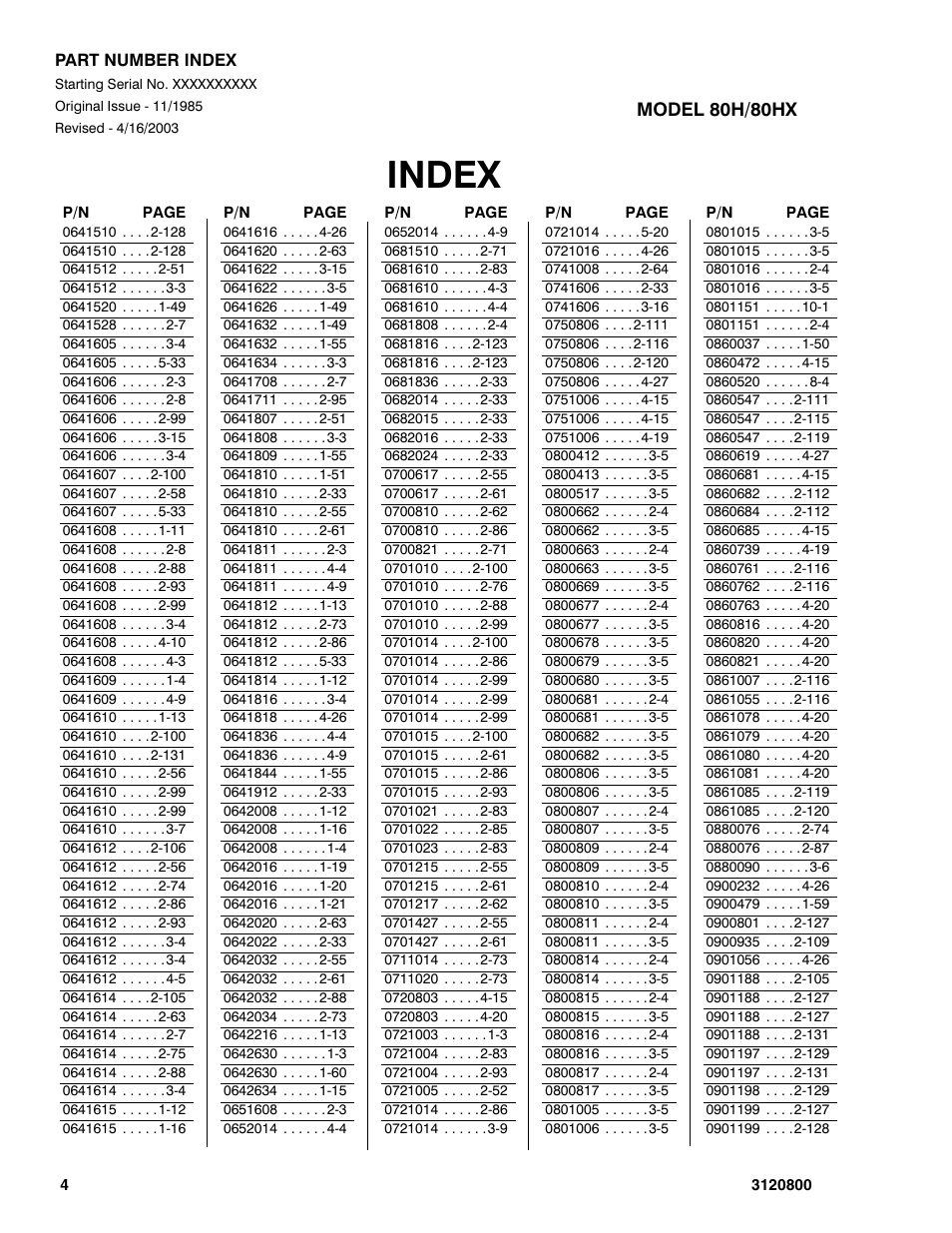 Index | JLG 80HX_HX+6 Parts Manual User Manual | Page 358 / 380
