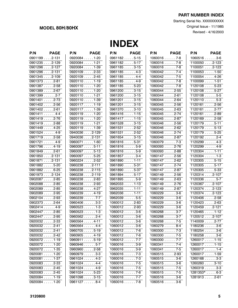 Index | JLG 80HX_HX+6 Parts Manual User Manual | Page 359 / 380