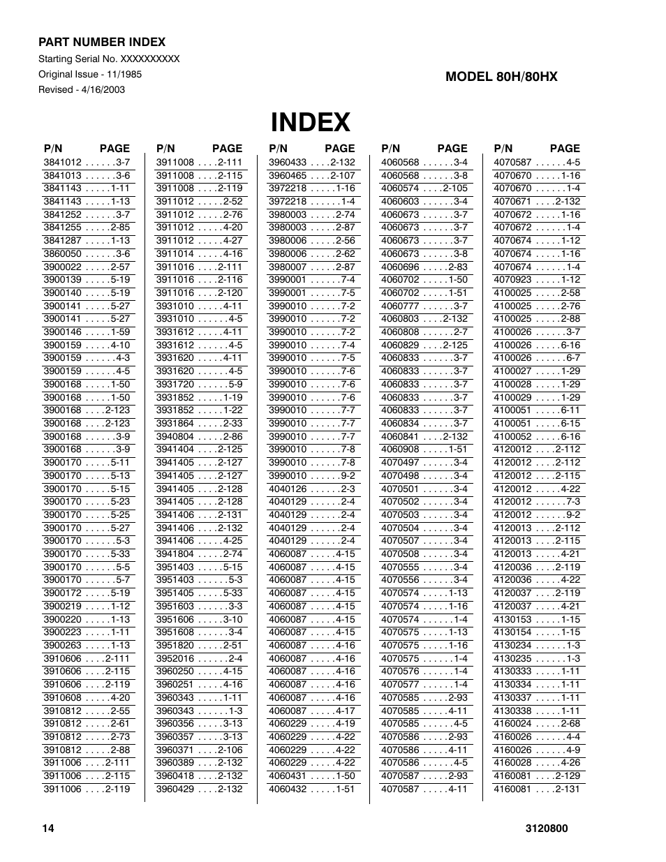 Index | JLG 80HX_HX+6 Parts Manual User Manual | Page 368 / 380