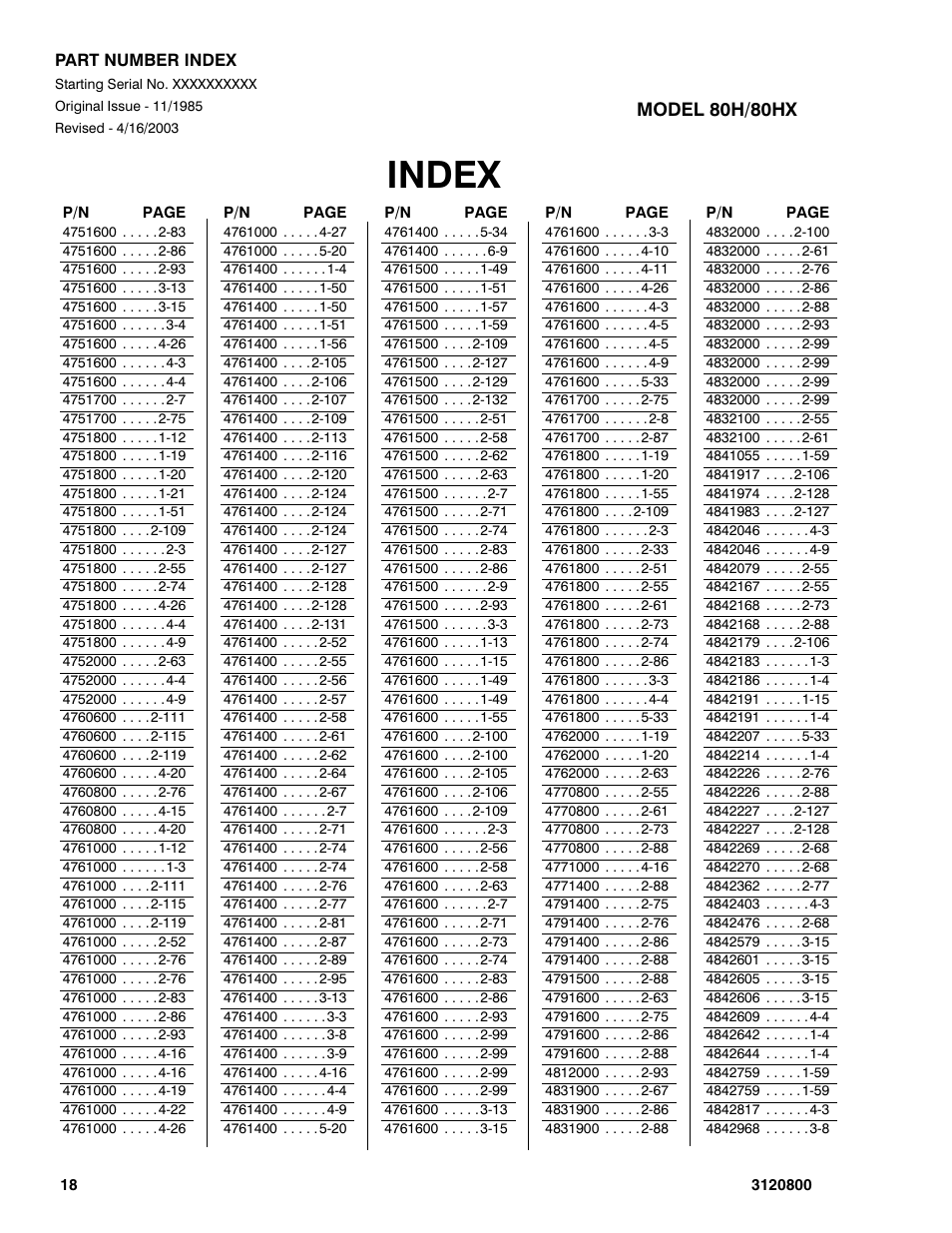 Index | JLG 80HX_HX+6 Parts Manual User Manual | Page 372 / 380