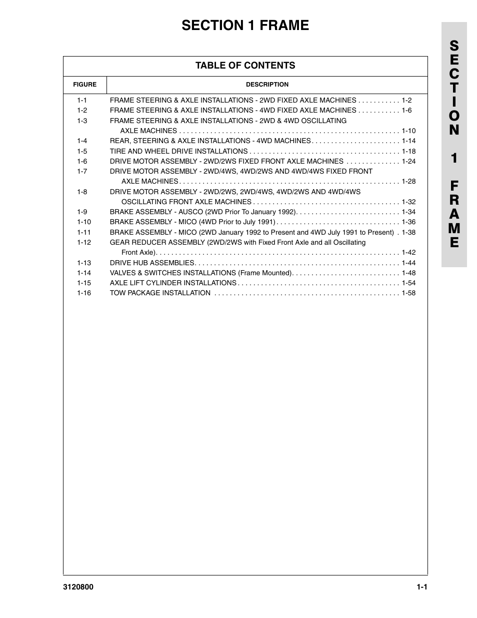 Section 1 frame, Section 1 - frame -1 | JLG 80HX_HX+6 Parts Manual User Manual | Page 9 / 380